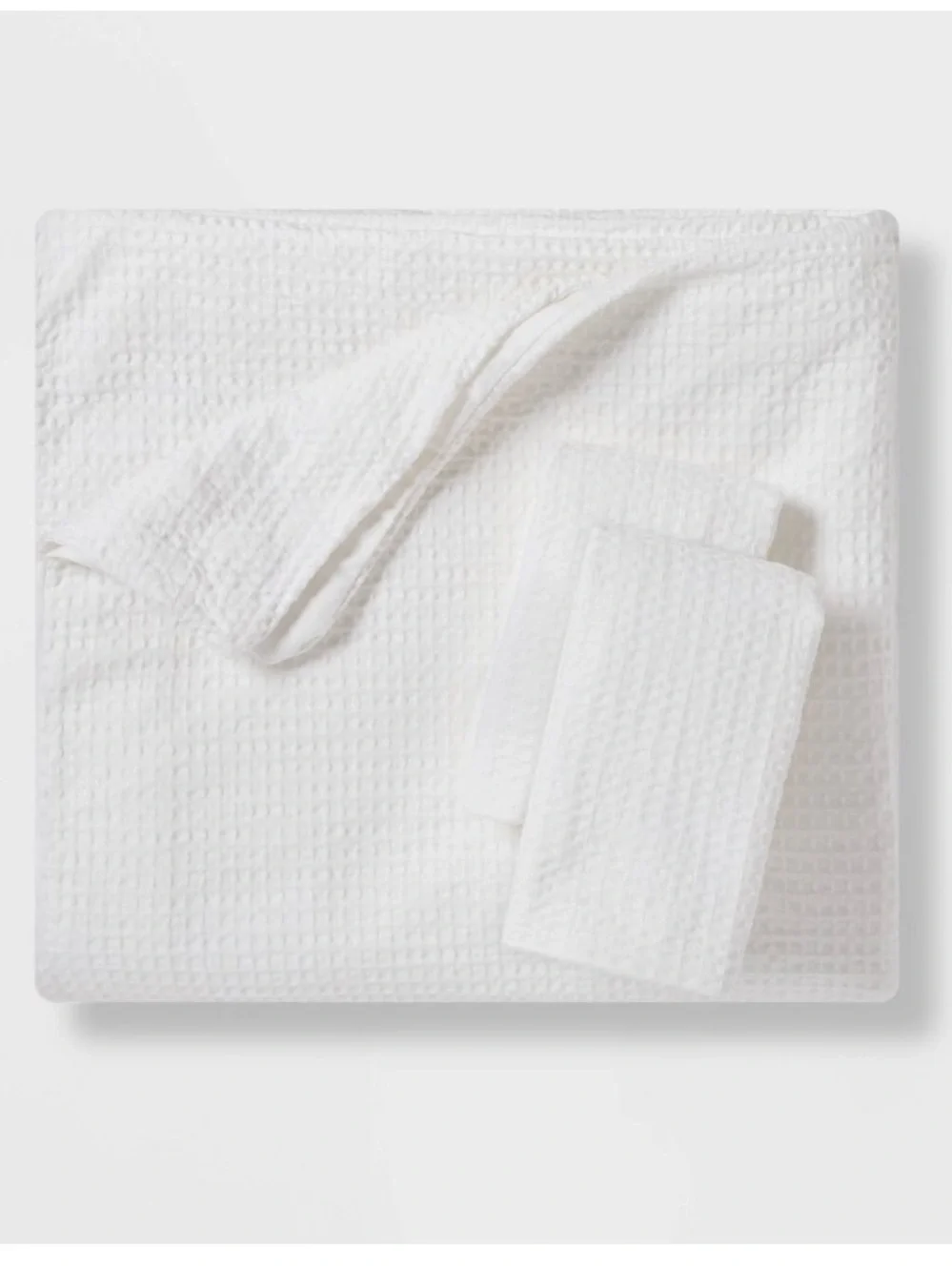 King Waffle Washed Waffle Weave Duvet Cover and Sham Set White - Threshold